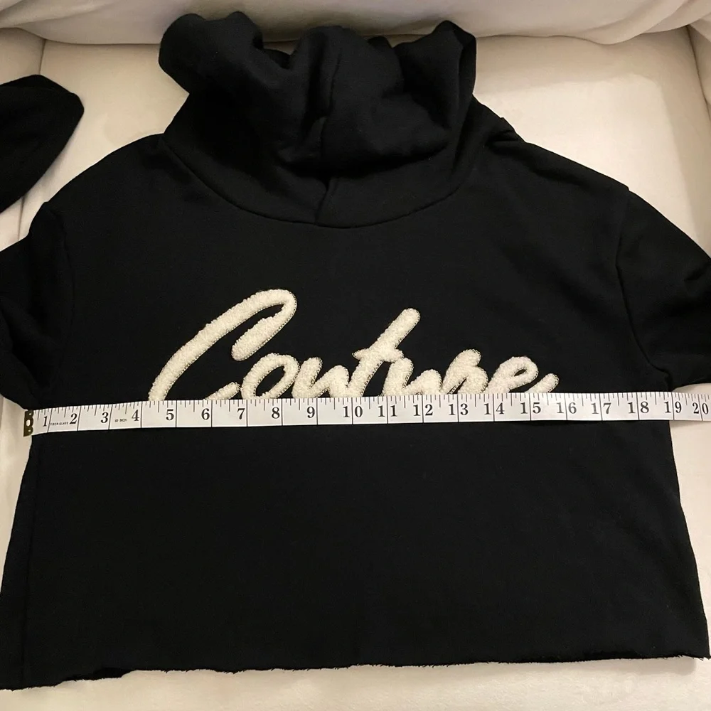2️⃣6️⃣Juicy Couture Crop Hooded Sweatshirt Size S Black Color - Picture 6 of 10